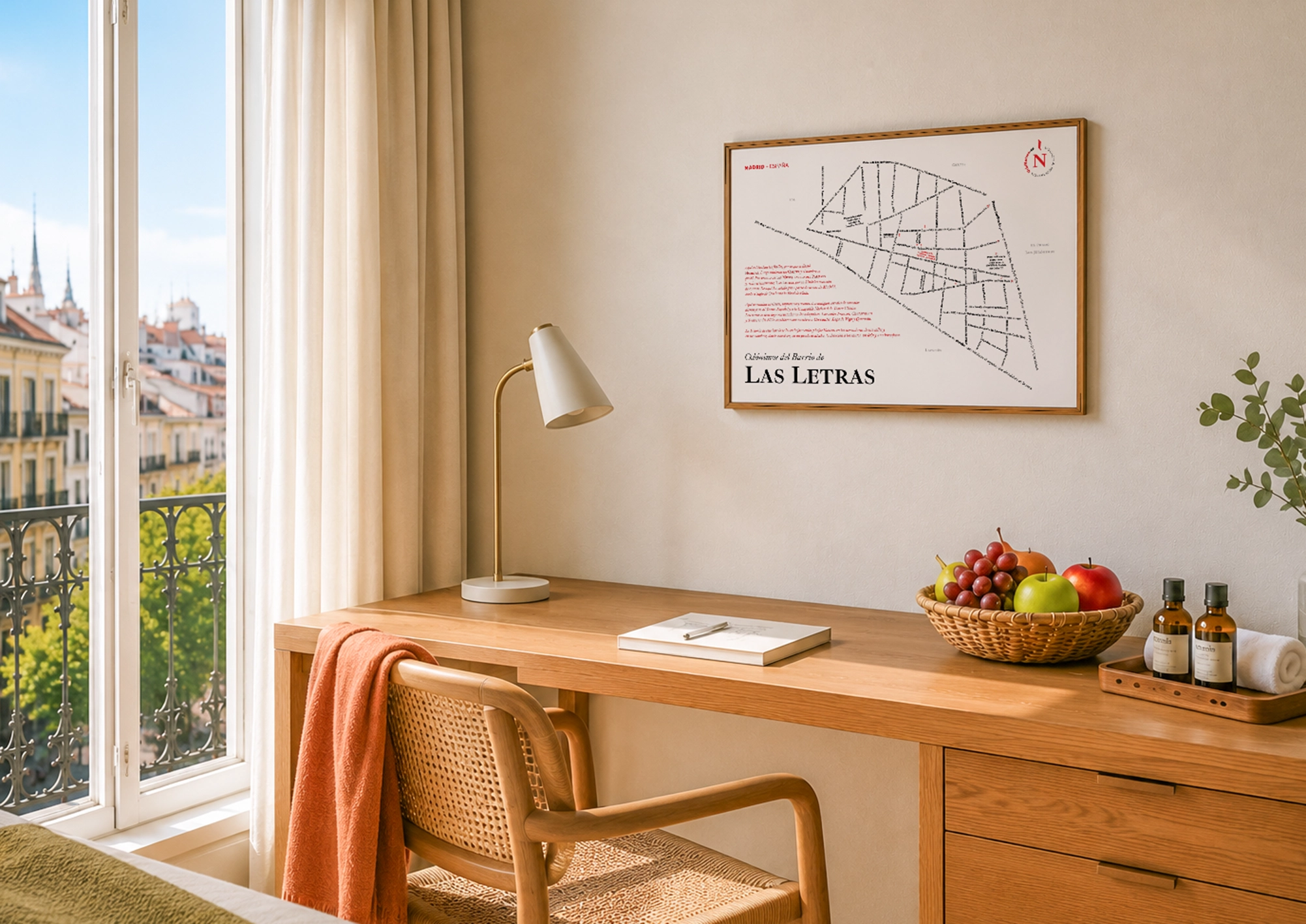 Mapa de UrbiNomen en la habitación de un hotel